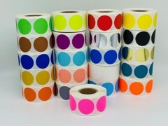 1″ Color Coded Inventory Dots Adhesive Labels 5 RLS 1000 EA (PK, RD, GR, YL, TL)