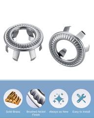 2 Pack Sink Overflow Ring, WOWOW Brass Trim Brushed Nickel