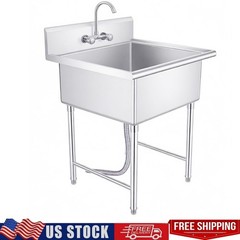 27.56×11.9×27″ Stainless Steel Commercial Utility Sink Hand Wash Laundry Tub