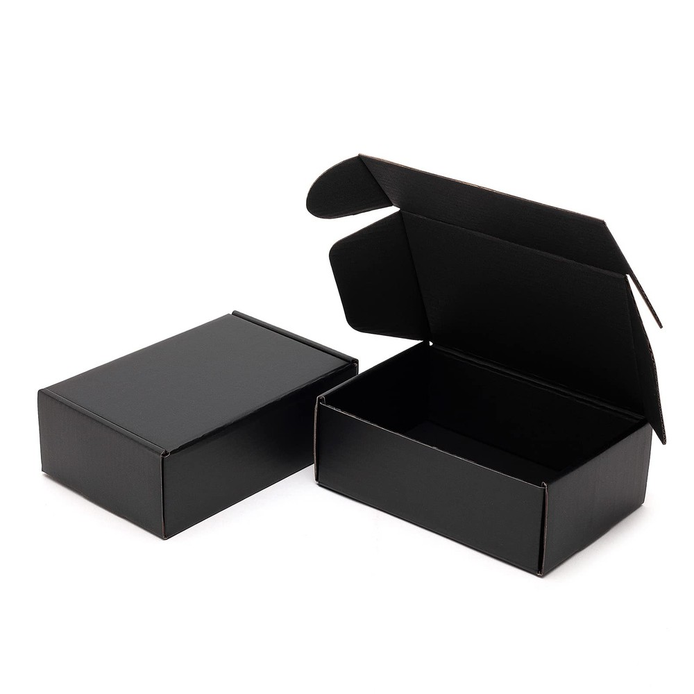 Small Black Shipping Boxes 25 Pack – Corrugated Mailing Box for Jewelry Gifts