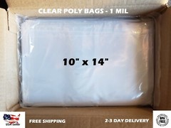 10×14″ Clear Poly Bags Flat Open Top 1-Mil ml LDPE Plastic T-Shirt 100 200 1000