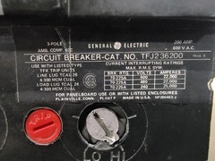 General Electric TFJ236200 200 Amp, 3 Pole, 600 Volts Circuit Breaker – Parts