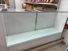 White Wood Full Vision 70-Inch Glass Display Showcase with Shelves