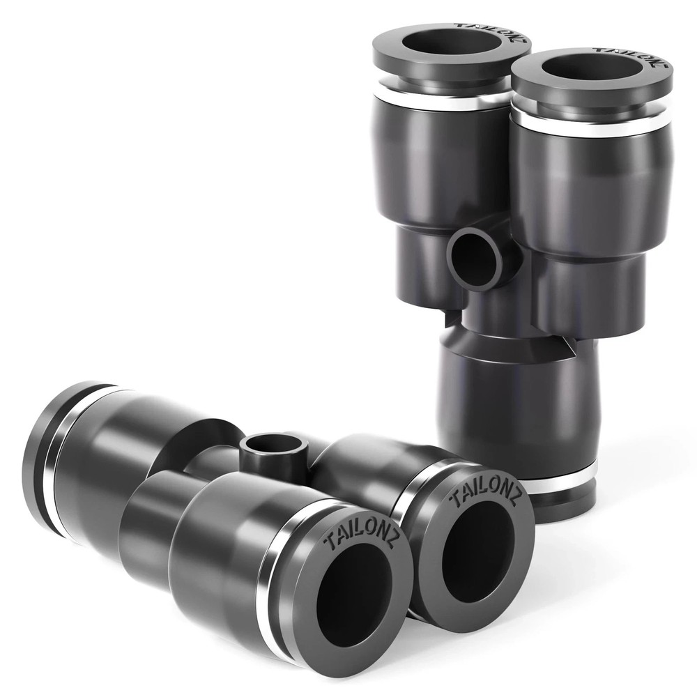 10 Pack Black 3/8″ OD Y Splitter Push to Connect Fittings 3 Way Push Fit
