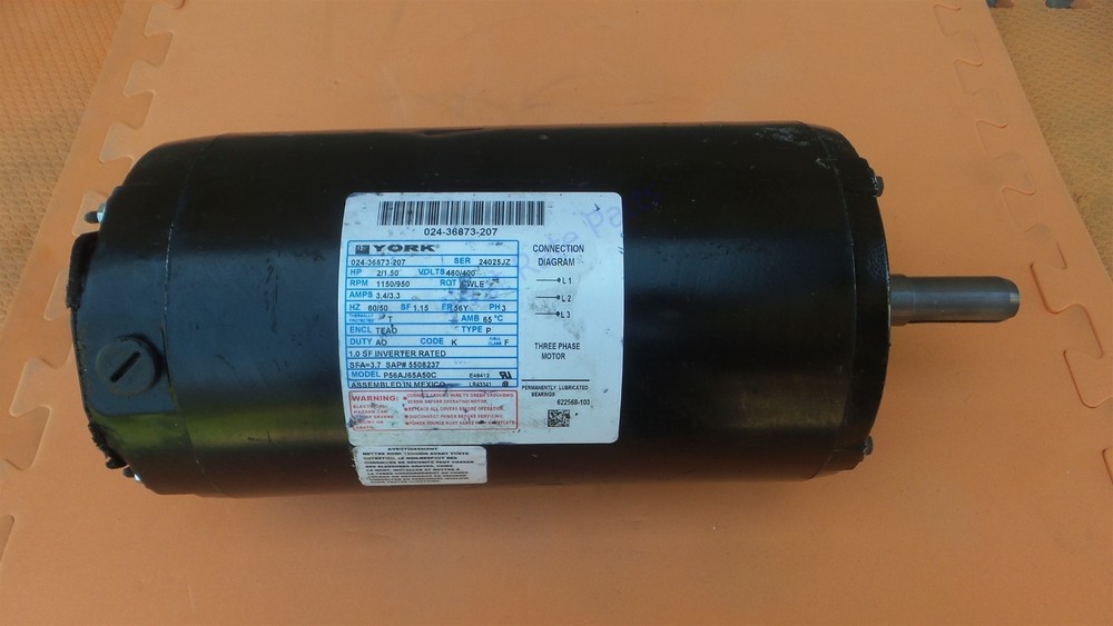 York 024-36873-207 Fan Motor P56AJ65A50C 024-36873-107 460V 2HP 2 HP 1150 RPM