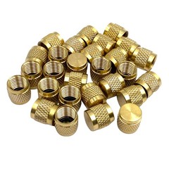 60 Pcs Schrader Valve Caps, Brass 1/4″ Flare Caps Round HVAC 0.25 Inch,