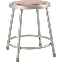 Box and Go Heavy-Duty Steel Stool, Backless 18″ Seat 500 lb Capacity Brown/Gray