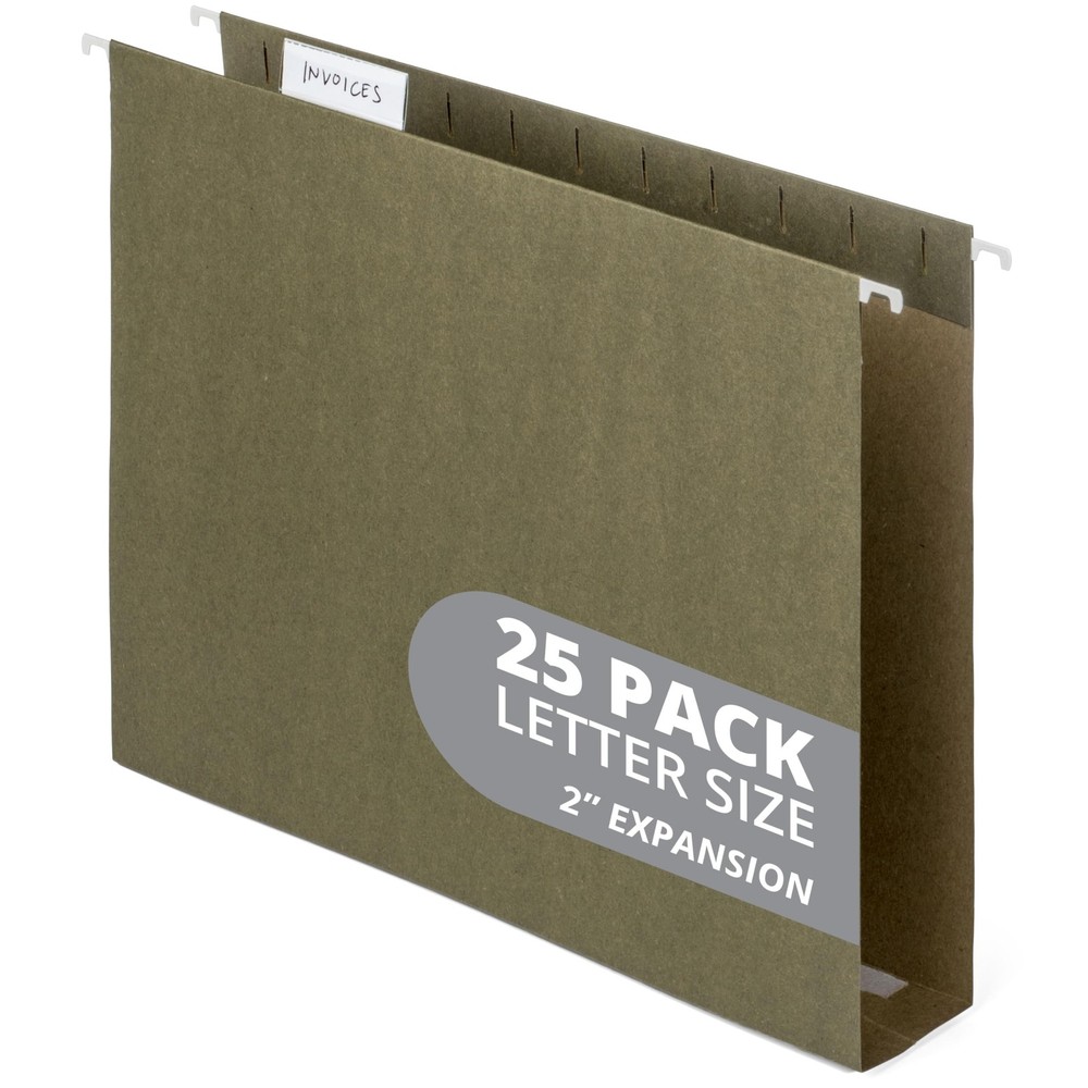 Blue Summit Supplies 25 Extra Capacity Hanging File Folders, Letter Size 2”