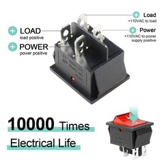 KCD4 2Pcs DC 12V-24V 30A DPST 4-Pin 2 Position ON/Off Boat Rocker Toggle Switch