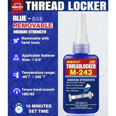 Threadlocker Blue, Thread Lock Medium Strength Lock Tight for Nuts, Bolts, Faste