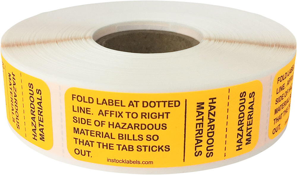 Hazardous Materials Dotted Line Tab Labels | .75″ x 2 Inch | 500 on a Roll