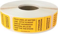 Hazardous Materials Dotted Line Tab Labels | .75″ x 2 Inch | 500 on a Roll