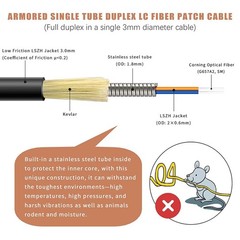 300ft Uniboot LC to LC Outdoor Armored Fiber Patch Cable with Pulli… Fast Ship