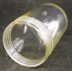 UNKNOWN BRAND CLEAR GLASS GLOBE FIXTURE, APPROX 8 1/2″ HEIGHT, 4 1/8″ DIAMETER