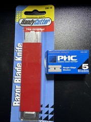 1 each Pacific Handy Cutter Metal Handy Cutter with blade CHC-16 & blades red