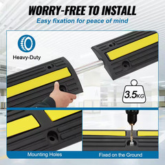 4PCS Floor Cable Protector Ramp 3.28 Ft. 1 Channel Rubber Speed Bump 18000Lbs. L