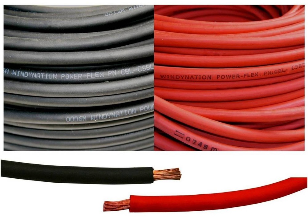 4 Gauge 4 AWG 25 Feet Black + 25 Feet Red Welding Battery Pure Copper Flexibl…