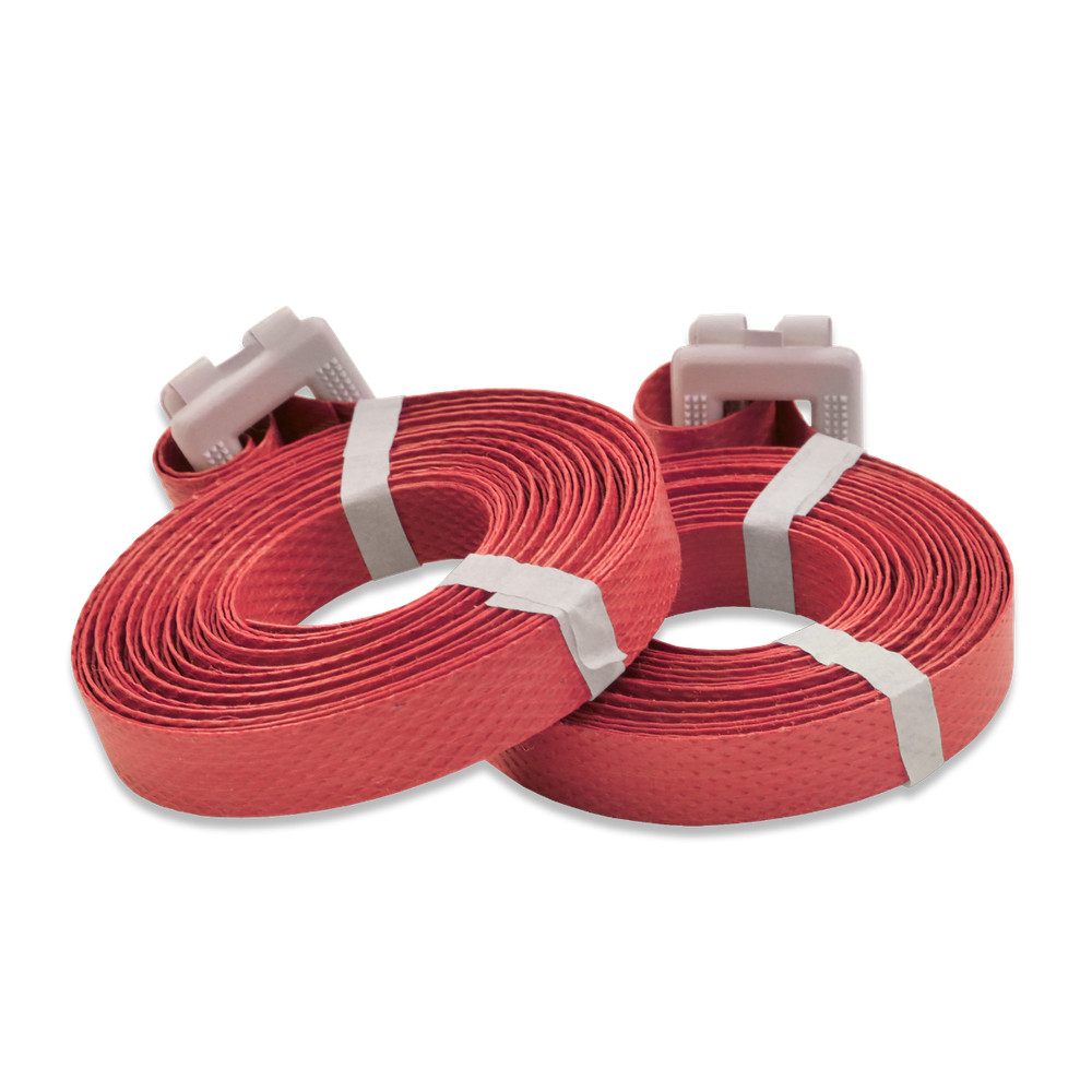 150 Polypropylene Pre-Cut Strapping 1/2″ x 17′ Buckle Attached – RED