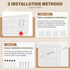 4 Pack Pegboard Panels Wall Organizer Pegboards Peg Board Brackets for Office