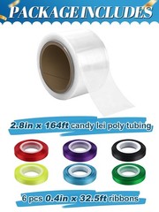 2.8 Inch x 164 FT Graduation Candy Lei Tubing Clear Poly 6 Color Ribbons