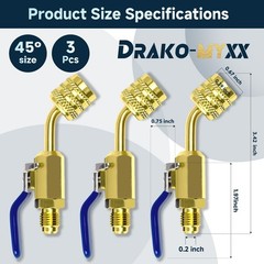 A2L Refrigerant Ball Valve Adapter 1/4″ Female to Male Flare Fittings 3Pcs