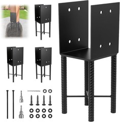 4 Pcs 6″x6″ Heavy Duty U-Shaped Post Base for Concrete, Wet Concrete Post Anc…