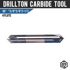 3/8″ 4 Flute 90 Degree Solid Carbide Chamfer Mill – Double End – AlTiN Coated