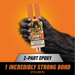 Gorilla 2 Part Epoxy, Clear Epoxy, 0.85 Ounce Syringe (Pack of 1) – 5 Minute Set