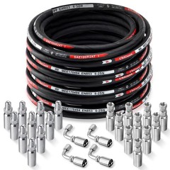 100FT 1/4″ Hydraulic Hose & 24 Fittings (JIC Female & NPTF Male & JIC Female 90°