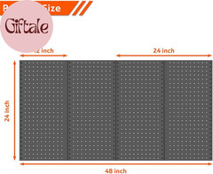 4 Pcs Metal Pegboard Wall Panels, Peg Boards for Garage Tool Storage