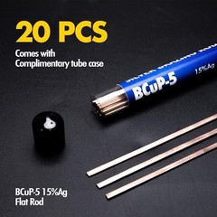 20 Sticks Brazing Rods Bcup-5 15% Silver Solder Phos Copper Brazing Alloys Flat