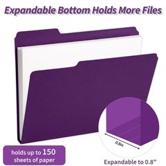 Plastic File Folders with Tabs, 6 Pack Colored Plastic Folders, 1/3 Cut Tabs