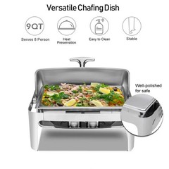 9 Quart Roll Top Stainless Steel Silver Chafing Dish Buffet Set for Weddings NEW