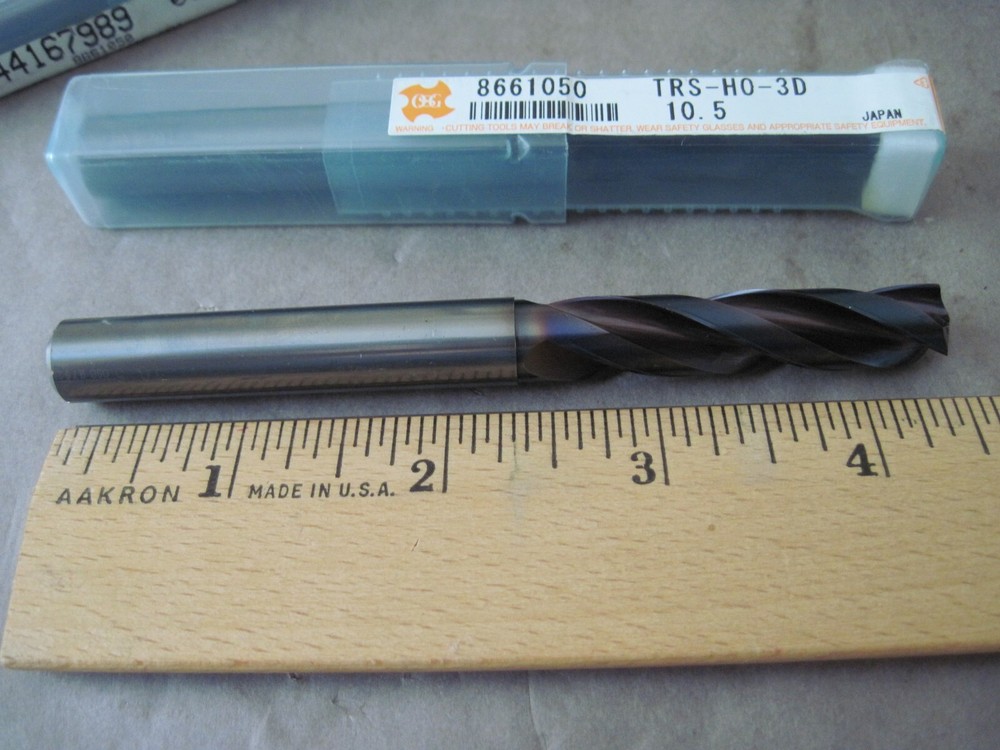 OSG EXOPRO 8661050 Carbide Thru Coolant Drill Bit, 10.5mm 140° Point Angle WD1