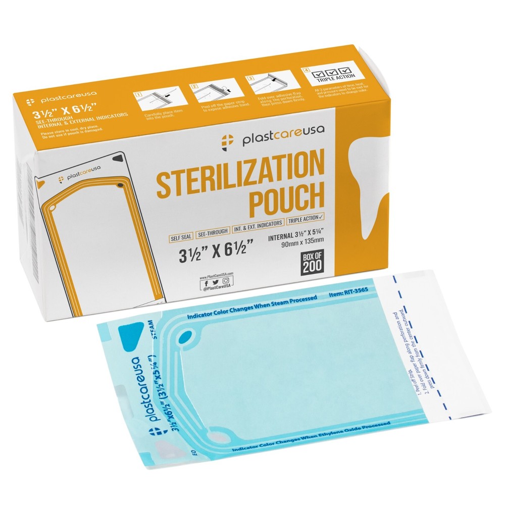 1200 Self-Sealing Sterilization Pouch, 3.5″ x 6.5″ (3.5″ x 5.25″) Sterilize Bag