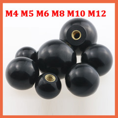 Ball Shaped Hnadle Knobs M4 M5 M6 M8 M10 M12 Thread Clamping Nuts Plastic Black