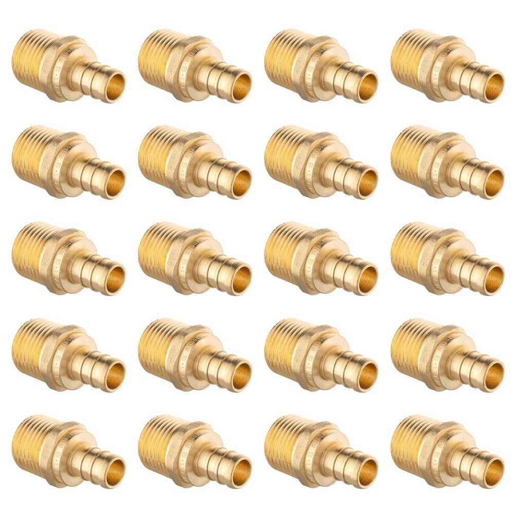 EFIELD 20 PCS 1/2″ PEX x 1/2″ Male NPT Adapters Brass Crimp Fittings, Lead Free