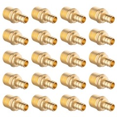EFIELD 20 PCS 1/2″ PEX x 1/2″ Male NPT Adapters Brass Crimp Fittings, Lead Free