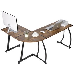 L-Shaped Corner Desk Computer Gaming Desk PC Table Writting Table Office Brown