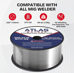 ATLASWELDER Flux Core Welding Wire, E71T-GS .030 Inch 2LB, Gasless Mild Steel