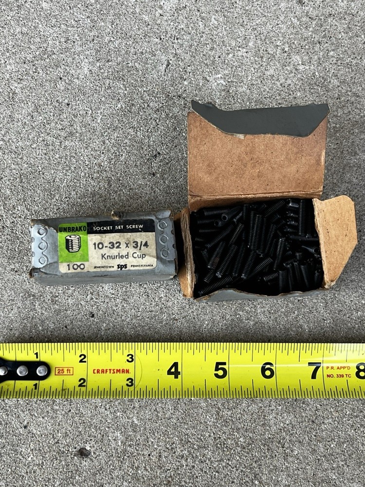 NOS Unbrako 10-32 x 3/4” Knurled Cup Socket Set Screw NEW