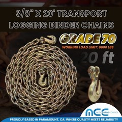 G70 Heavy Duty 5/16″ 3/8″ 1/2″ x 20′ Tow Chain Binder Flatbed Trailer Transport