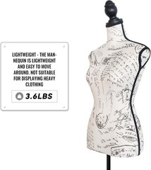 Female Mannequin Torso with Plastic Tripod Base Stand 58″-67″ Adjustable Height