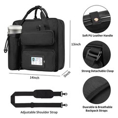 Zipper Binder 3 Ring 3-inch with Shoulder Strap & Backpack Straps, Black 700 …