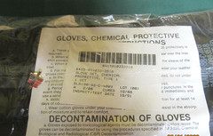 Chemical Protective Gloves Rubber 14″ Military NOS Work Gloves Long Sm Med Large