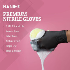 Black Nitrile Disposable Gloves Large, 50 Count – BBQ, Tattoo, Hair Dye, Cooking