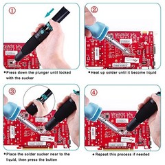 AUSTOR Desoldering Sucker and 6 Pcs Solder Braid Wick (2.0mm/2.5mm/3.0mm Width,