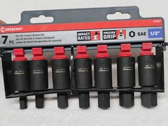 CRESCENT 7pc 1/2 in. SAE 6 Point Hex Bit Socket Set Impact Rated HD Mechanic NEW