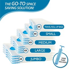 Vacuum Storage Bags for Travel, 20 Pack Compression Bags with Hand Pump