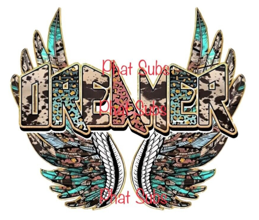 Sublimation Print Dreamer Wings Ready To Press Heat Transfer